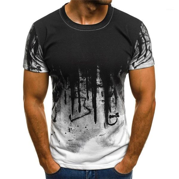 Мужские футболки граффити стиль футболки мода рисовать рисунок 3d печать уличные мужские о-образные шеи с коротким рукавом футболка спортивные повседневные топы мужской