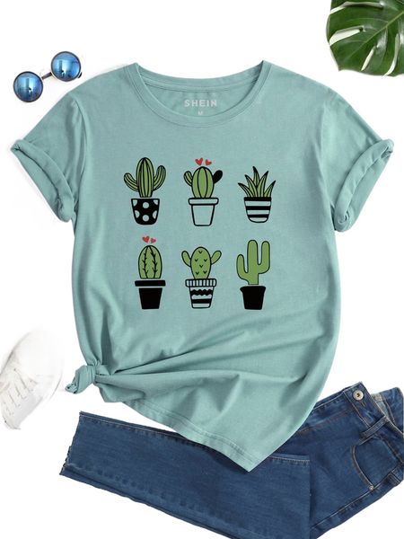 

plants print tee h6dg#, White