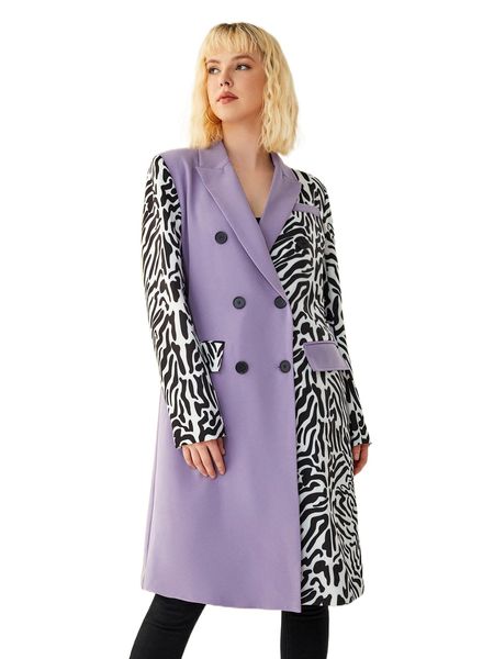 

x tanya dim zebra striped double breasted blazer o8zy#, White