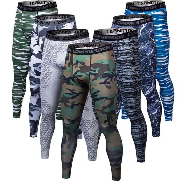 Calças masculinas 3d impressão camuflagem homens fitness mens corredores compressão calças masculinas musculares leggings para