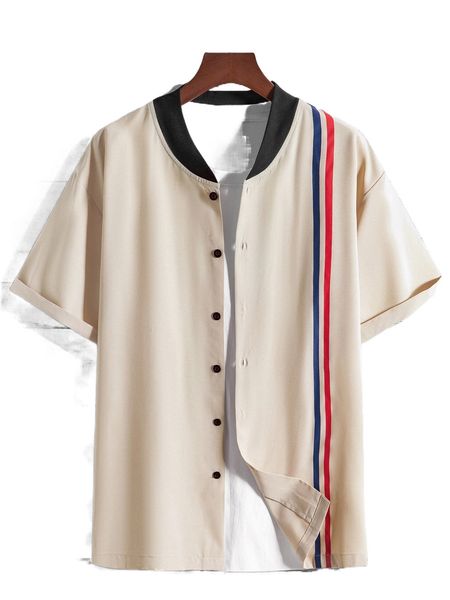 

men striped print shirt without tee 67ck#, White;black