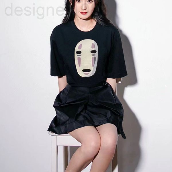 

women's t-shirt designer 2022 spring and summer chihiro new animation faceless boy embroidery printing casual men's women's s, White
