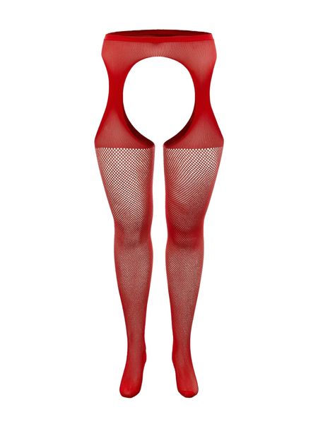 

plus plain hollow out cut-out fishnet tights e51y#, Black;white