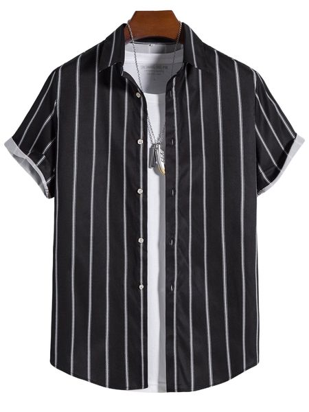

men striped print shirt a34i#, White;black