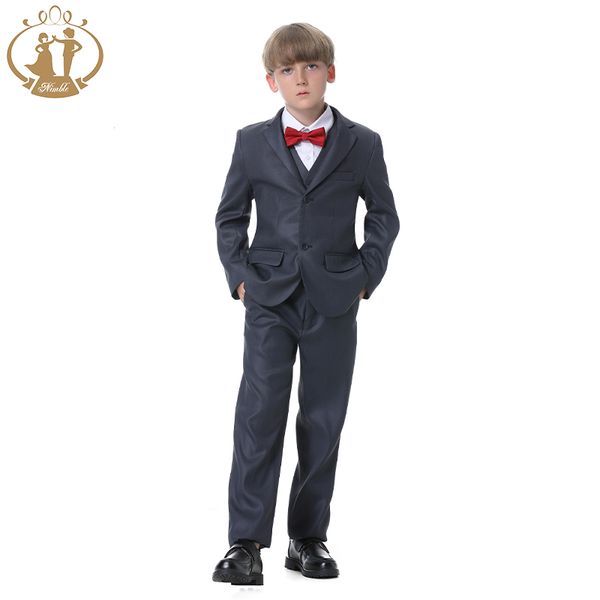 

nimble spring autumn formal boy' formal wear suits for weddings children party host costume wholesale clothing 3pcs/set blazer vest pa, Black
