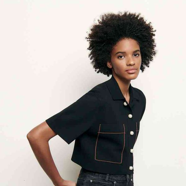 

two piece dress fadan s family spring and summer women's small fragrance color contrast line embellishment shirt collar sweater skirt s, White