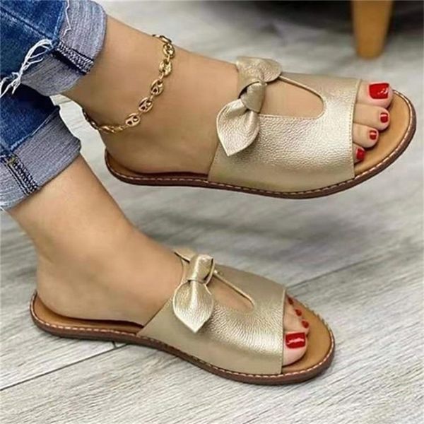

fashion women sandals shoes open toe vintage summer beach shoes women casual slipper women cute butterfly-knot zapatillas muje 220507, Black