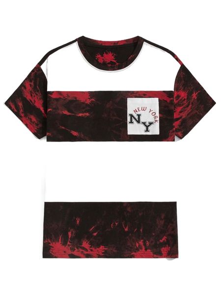 

romwe guys colorblock tie dye tee h6qb#, White;black