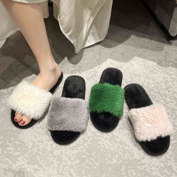 

nxy slippers slides new ins small fragrance open cotton slippers women s home indoor plush korean shoes 220808, Black