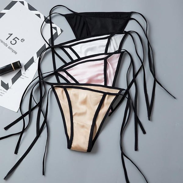 

womens panties white black g-string low-rise underwear t-back tie rope briefs intimate lingerie ladies, Black;pink