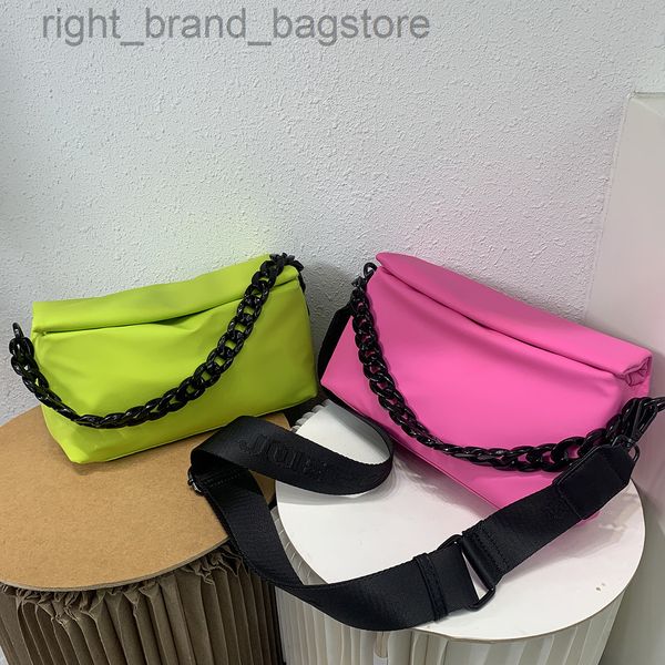 

new 2022 summer crossbody bag brand design nylon oxford waterproof candy color big chain messenger bag female casual sports bag w220810