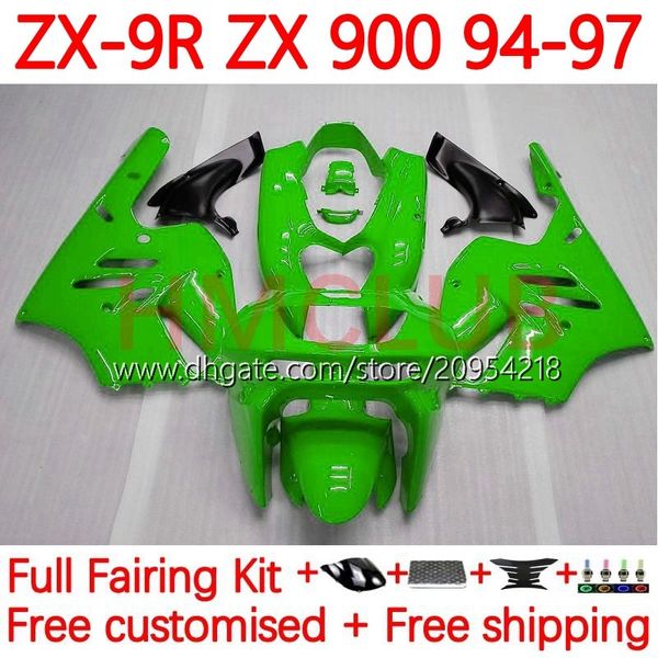 Bodywork de moto para Kawasaki Ninja ZX 9R 9 R 900 CC ZX9 R ZX900C 94-97 BODY 23NO.23 ZX900 900CC ZX-9R ZX9R 94 95 96 97 ZX-900 1994 1996 1996 1996 Oem Fairing Kit Lucky Green