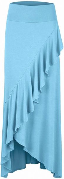 

womens wrapped high low ruffle maxi skirt - made in usa l4tg#, Black;gray