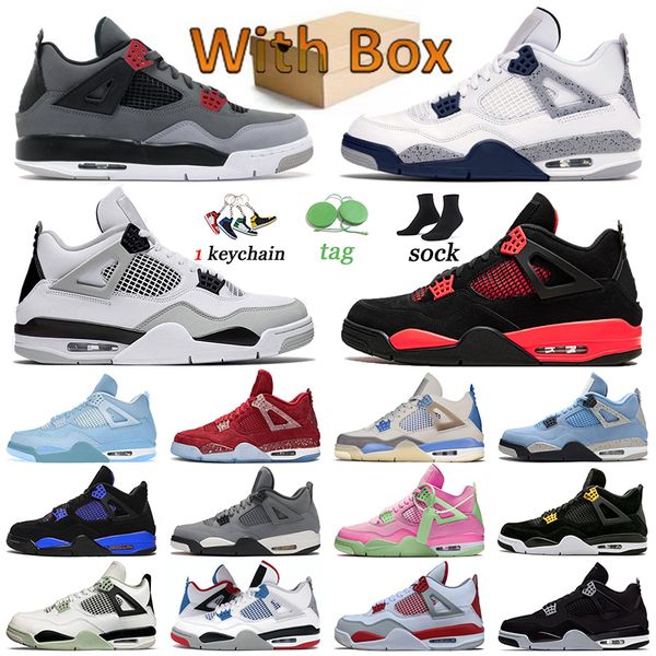 

with box jumpman 4 4s iv designer j4 basketball shoes midnight navy mens womens sb bred craft red blue thunder military black cat cactus jac
