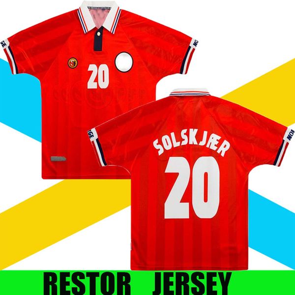 

1998 norway retro soccer jersey 98 00 norge tore andre flo berg solskjaer bjornebye ronny johnsen norwegia vintage classic football shirt s-, Black;yellow