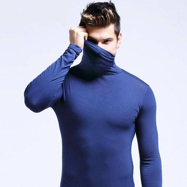 Erkek T-Shirt MRMT 2022 Marka Modal Ceket Yüksek Yaka ile Sıcak Uzun Kollu Hin Sıkı Dip Gömlek Katı Renk
