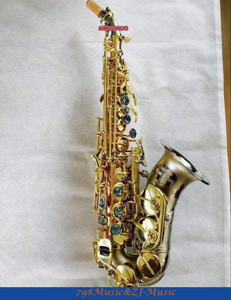 

customized curved soprano saxophone rose brass sax satin nicke finish bell new