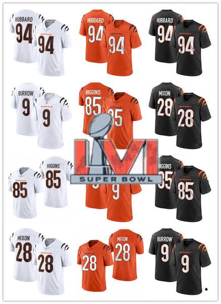 

men women youth cincinnati''bengals''jersey 9 joe burrow 28 joe mixon 83 tyler boyd 85 tee higgins 94 sam hubbard footba, Black