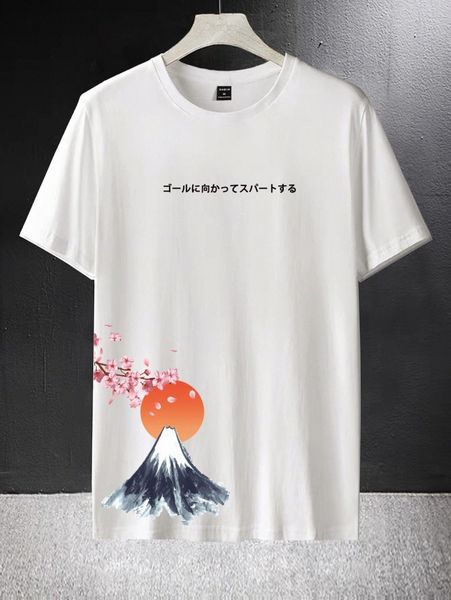 

men japanese slogan graphic tee l8cs#, White;black