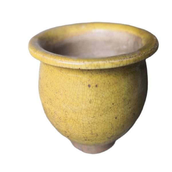 

chinese old porcelain cracked yellow glazed porcelain vat, Silver