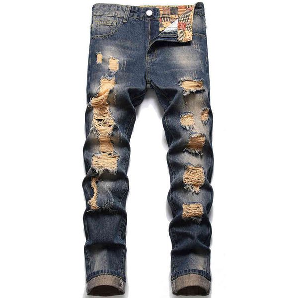 

jeans men's trousers dark blue used straight trendy pants 926