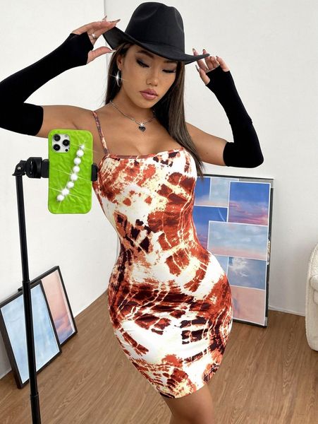 

tie dye bodycon dress without arm sleeves a9em#, Black;gray