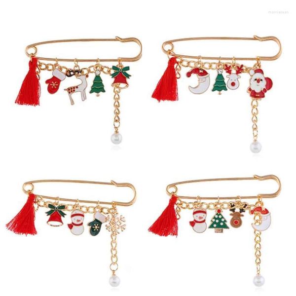 Pins Broschen 2022 Modeschmuck Emaille Pin Metall Weihnachtsbaum Weihnachtsmann Mond Hirsch Schneemann Für Frauen Mädchen Geschenk Marc22