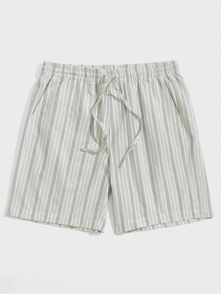 

men striped print drawstring waist shorts i9fc#, White;black