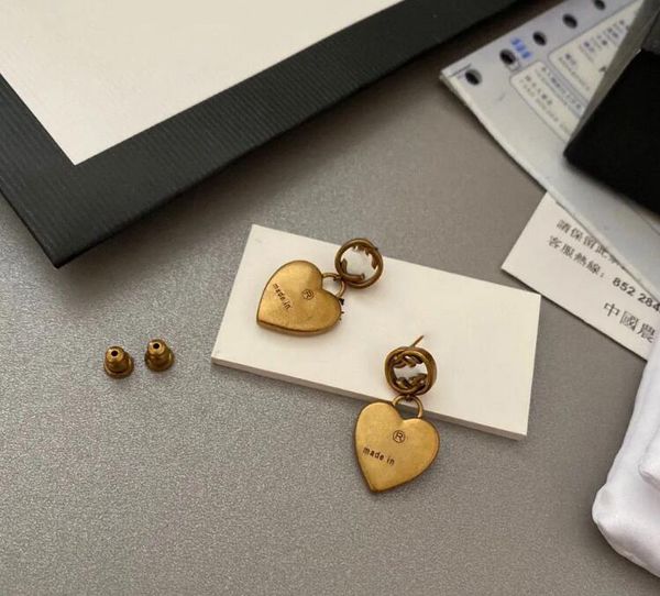 

stud charm gujia earrings luxury jewelry designer original packagingcci letter g italian brass heart earrings vintage, Golden