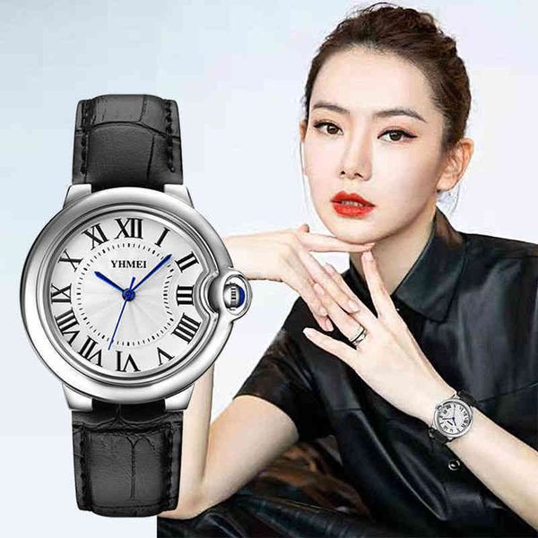 

ballon bleu women's watch qi wei's same famous brand light luxury simple temperament fashion waterproof 2022 leather large quartz, Slivery;golden