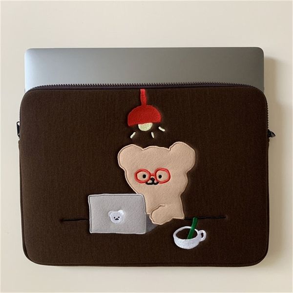 

bear 11 inch lapsleeve bag korean ins glasses mac ipad pro 9 7 10 8 13 14 5 15 tablet inner case 220620
