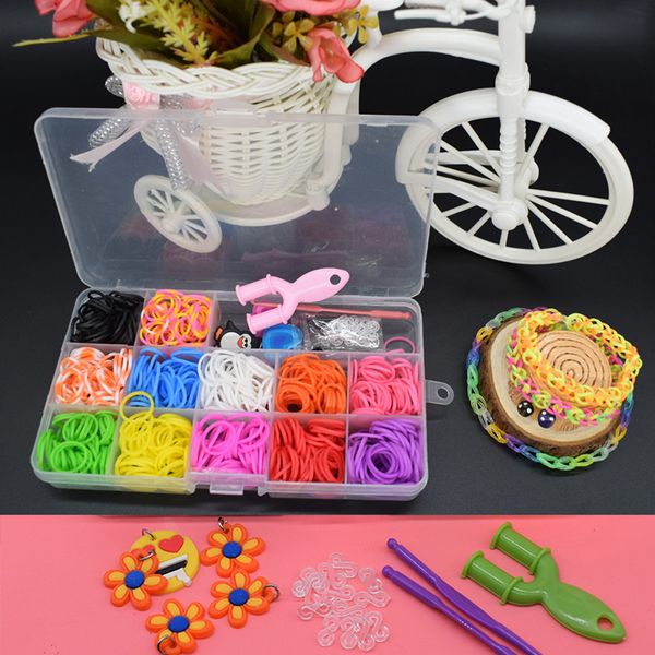 600pcs bande telaio in gomma ragazza regalo per bambini fascia elastica tessitura allacciatura braccialetto braccialetti gomma giocattolo materiale fai da te set 220608