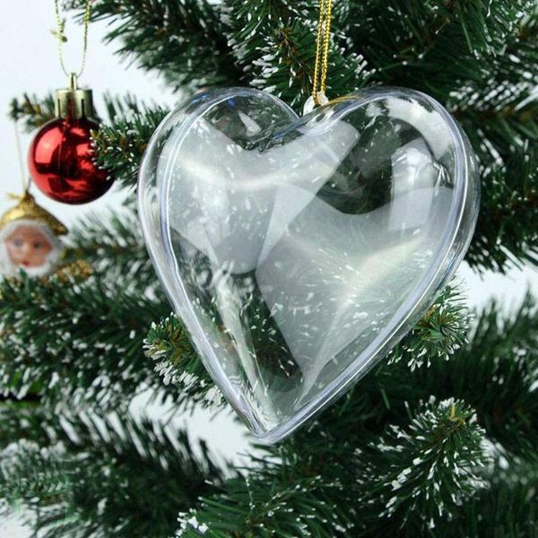 Decorazione per feste 5 pezzi a forma di cuore palla di plastica trasparente trasparente artigianale per matrimoni per palline di Natale Q6A9Party