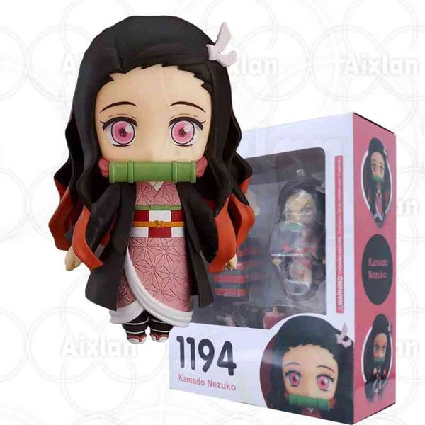 

10 cm q. ver demnio assassino anime figura #1194 kamado nezuko pvc de ao tanjirou estatueta collectible modelo brinquedos