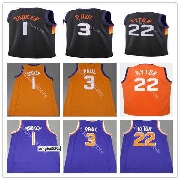 

ketball jerseys deandre 22 ayton chris 3 paul jerseys retro mesh steve 13 nash charles 34 barkley 2021 patch black purple orange jerseys, Black;red