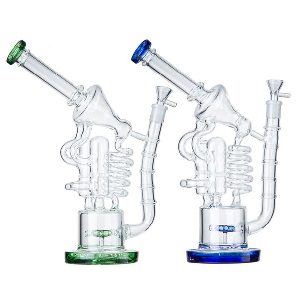 Recycler Perc Bong in vetro Narghilè Matrix Percolatori Pipa ad acqua 14mm Giunto femmina Heady Sidecar Oil Dab Rigs con kit di vetro