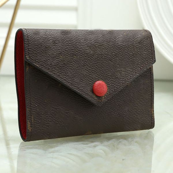 

Flower Wallet Fashion Card Holder Women Cardholders Leather Short Wallets Luxury Brand Purse Designer Coin Case Bag Purse with Original Box, Red-flower