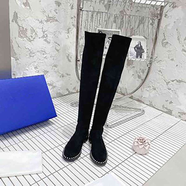 

boots low heel sw boots pearl yang mi's same knee high thin elastic, Black