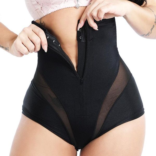 

women's shapers high waist zipper adjustable women's underwear postpartum body pants bulifter shaper panties tummy control panty, Black;white