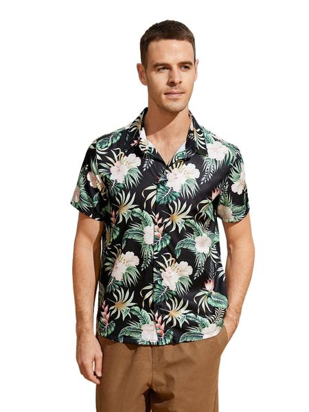 

men tropical print shirt d1lu#, White;black