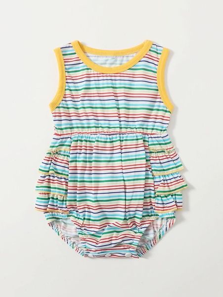 

baby girl stripe stitched piping jumpsuit she, Blue