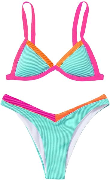 

women's spaghetti strap triangle bikini bathing suit 2 piece swimsuit n9rx#, White;black