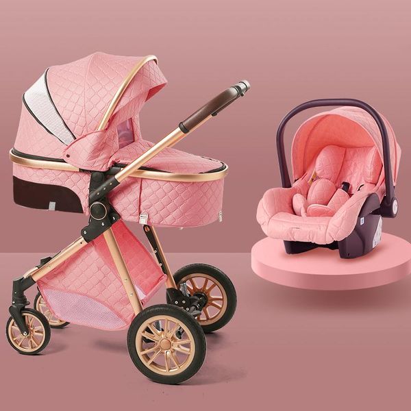 Carrinhos de bebê# Fashion Baby Stroller 3 em 1 sistema de viagem Nascido Cart Cart Pushchair Cradel Transportador infantil