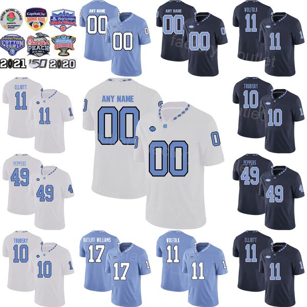 

ncaa north carolina tar heels college football 49 julius peppers jersey 10 mitchell trubisky 34 tarik cohen 11 nathan elliott 17 ratliff-wil, Black