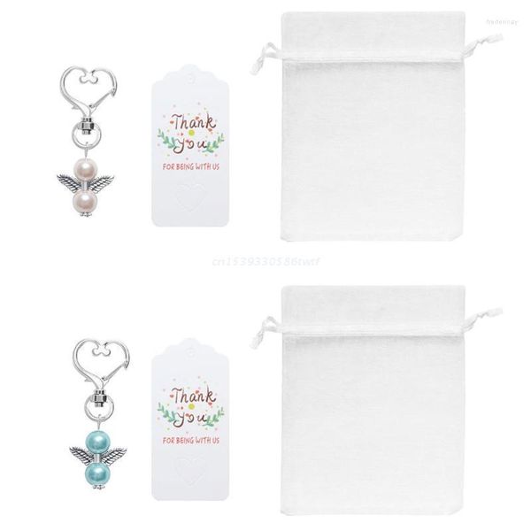 Keychains 24pcs Angel Favor Plus Bags Thank You Kraft Tags Favores de retorno do convidado para chá de noiva Fred22