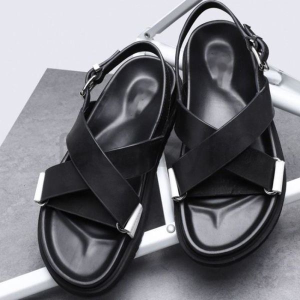 

sandals designer men's summer cross belt roman sandals taobao, Black