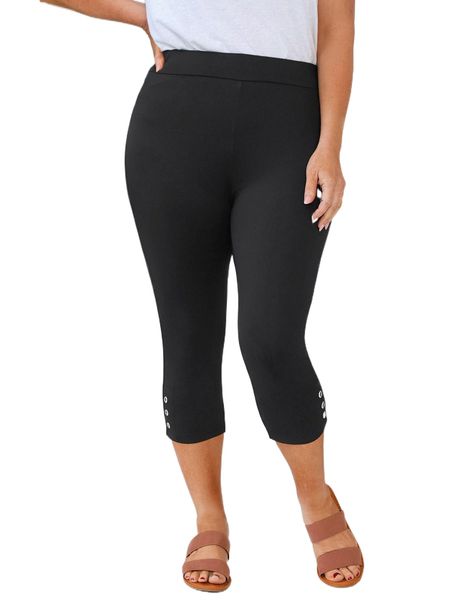

emery rose plus eyelet detail leggings 426i#, Black