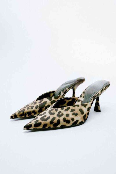 Tino Kino Sexy Sutrestones Sandals Женщины Leopard Thin High Heels.