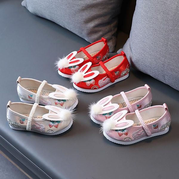 Спортивная открытая осенняя квартира мягкая повседневная обувь для девочек детские модные китайский стиль 2022 года вышитые дети Мэри Джанитлетик
