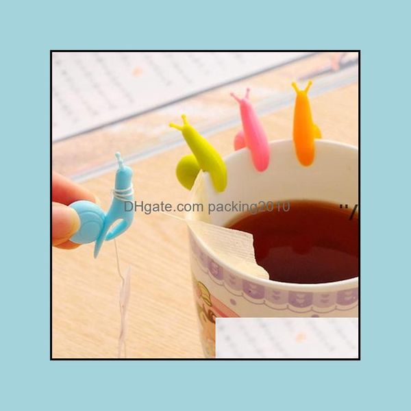 Neue Teebeutel-Aufhängeklammern Sile Snail Glass Label Teehalter Infuser Zubehör Neuheit Haushalte Rra8039 Drop Delivery 2021 Kaffeewerkzeuge